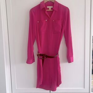 MK silk Shirt dress - size small
